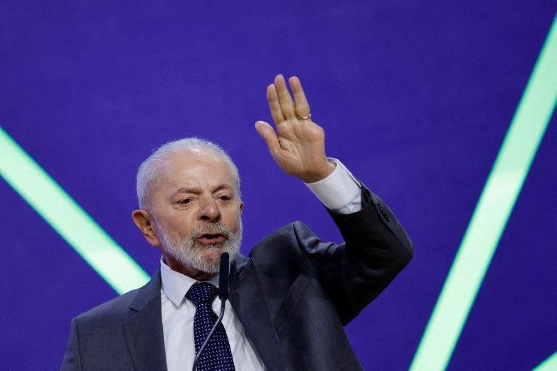 &copy; Reuters. FILE PHOTO: Brazil's President Luiz Inacio Lula da Silva speaks during the national technology conference in Brasilia, Brazil July 30 2024. REUTERS/Adriano Machado//File Photo