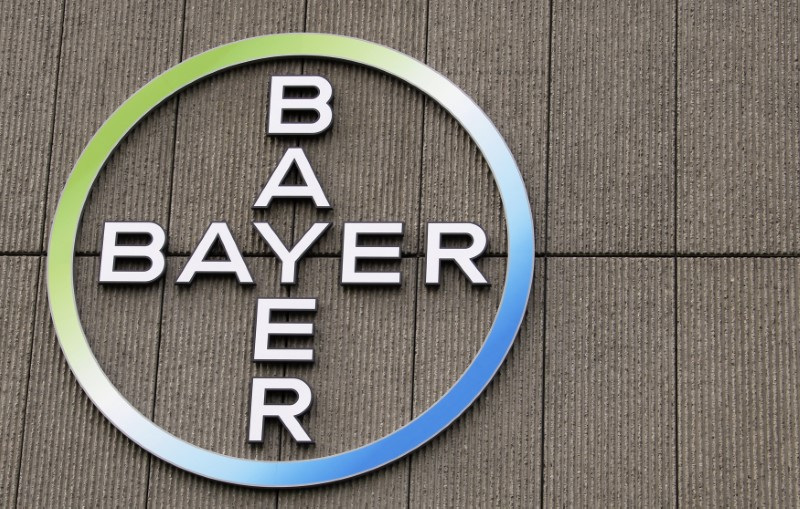 &copy; Reuters. FILE PHOTO: The logo of Germany's largest drugmaker Bayer HealthCare Pharmaceuticals is pictured on the front of its building in Berlin April 28, 2011.REUTERS/Fabrizio Bensch/File Photo