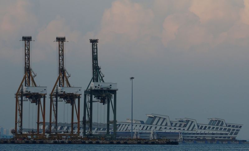 © Reuters. FILE PHOTO: Container cranes are pictured at the Port of Singapore, June 10, 2018. REUTERS/Feline Lim/File Photo