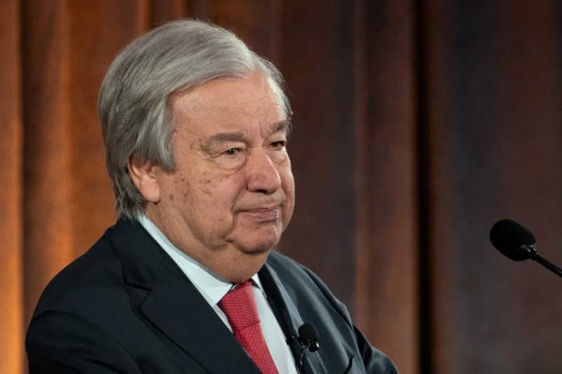 © Reuters. FILE PHOTO: United Nations Secretary-General Antonio Guterres speaks during a Special Envoy on Climate Ambition and Solutions at the American Museum of Natural History in New York City, U.S., June 5, 2024. REUTERS/David Dee Delgado/File Photo