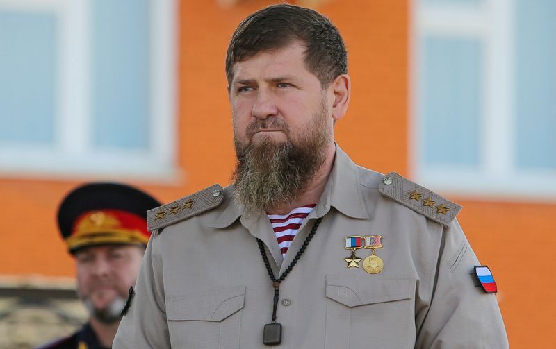 &copy; Reuters. Head of the Chechen Republic Ramzan Kadyrov attends a ceremony marking the 20th anniversary of the foundation of the special purpose police regiment named after Akhmat Kadyrov, a Russian Interior Ministry's combat unit involved in the country's military c