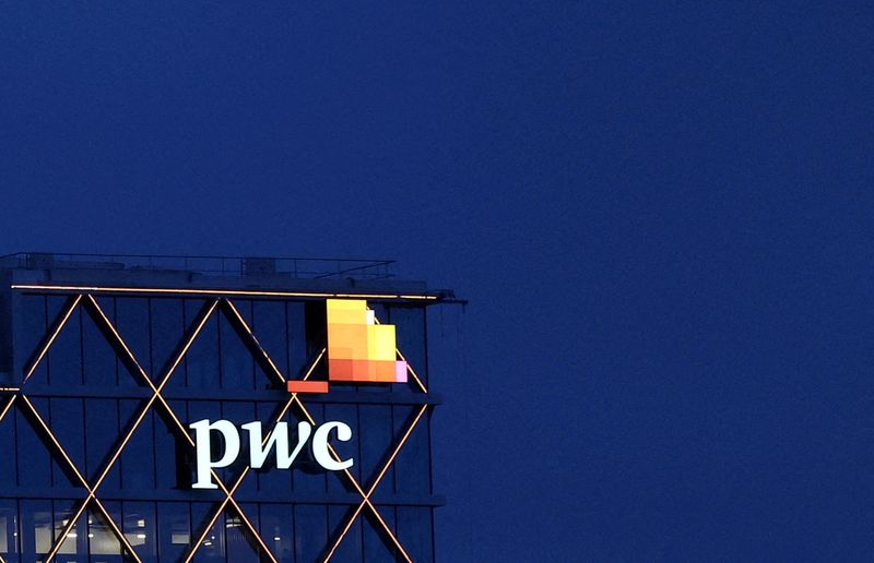 &copy; Reuters. FILE PHOTO: The logo of PwC is seen on the top of a Brussels' office of the company, in Diegem, Belgium September 21, 2023.  REUTERS/Yves Herman/File Photo