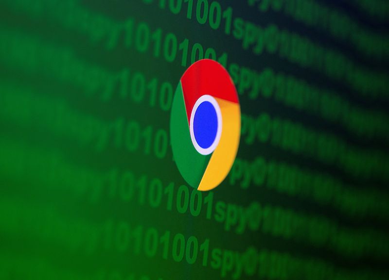 &copy; Reuters. FILE PHOTO: Google Chrome logo is seen near cyber code and words "spy"  in this illustration picture taken June 18, 2020. REUTERS/Dado Ruvic/Illustration/File Photo