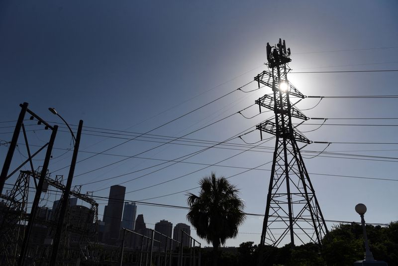 © Reuters. A general view of power lines as demand for electricity increases during a heat wave in Houston, Texas, U.S., June 27, 2023. REUTERS/Callaghan O'Hare/ File Photo