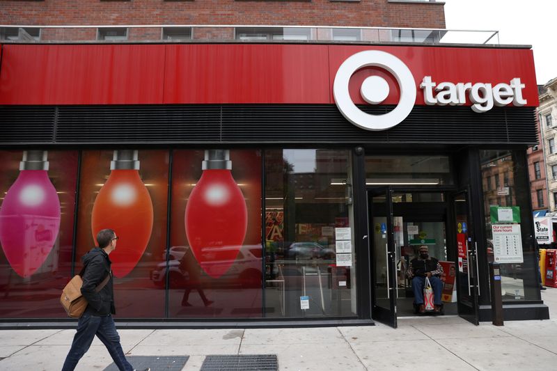 © Reuters. FILE PHOTO: A person walks by a Target store in Manhattan, New York City, U.S., November 22, 2021. REUTERS/Andrew Kelly/File Photo