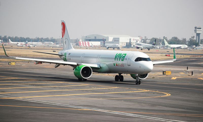 &copy; Reuters. FILE PHOTO: A Viva Aerobus aircraft is seen at Benito Juarez international airport in Mexico City, Mexico January 19, 2023. REUTERS/Henry Romero/File Photo