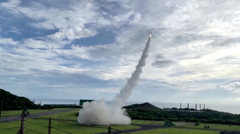 &copy; Reuters. FILE PHOTO: A standard missile fires off a Patriot PAC-2 surface-to-air missile system during a military drill in Pingtung, Taiwan, in this screengrab taken from a video, August 20, 2024. Reuters TV via REUTERS/File Photo