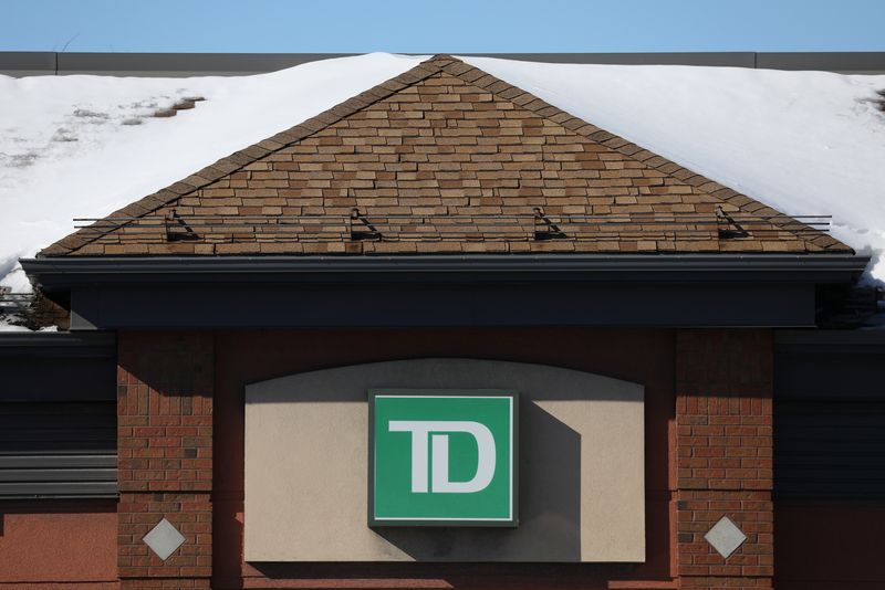 © Reuters. The Toronto-Dominion (TD) bank logo is seen outside of a branch in Ottawa, Ontario, Canada, February 14, 2019. REUTERS/Chris Wattie/File Photo