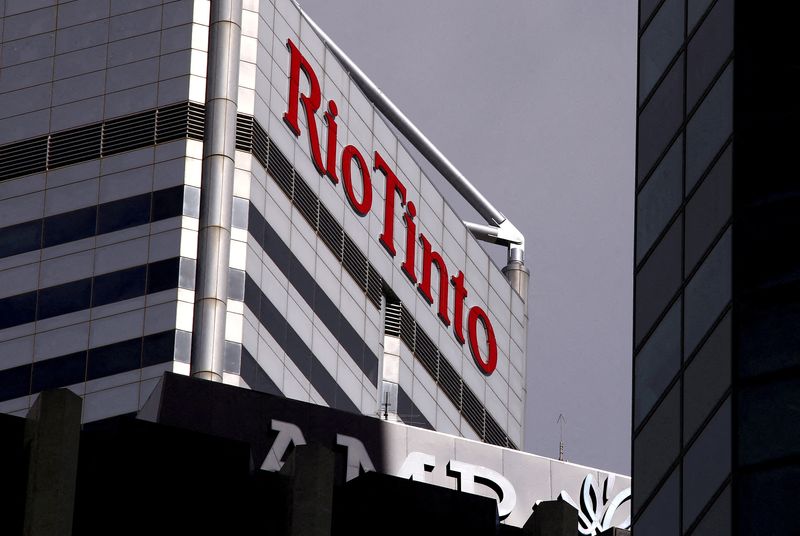 &copy; Reuters. FILE PHOTO: A Rio Tinto logo seen on the company's office in Perth, Western Australia, November 19, 2015.   REUTERS/David Gray/File Photo