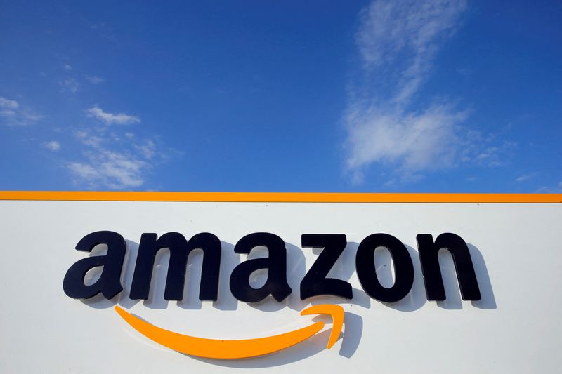 &copy; Reuters. FILE PHOTO: The logo of Amazon is seen at the company logistics centre in Boves, France, August 8, 2018. REUTERS/Pascal Rossignol/File Photo