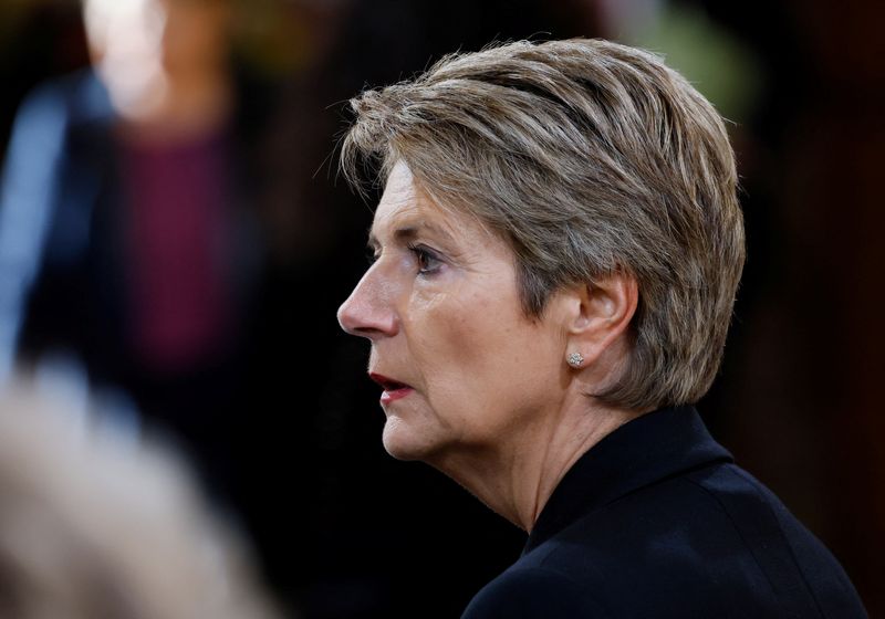 © Reuters. Swiss Federal Councillor Karin Keller-Sutter looks on during a state visit in Bern, Switzerland, November 15, 2023. REUTERS/Denis Balibouse/File Photo