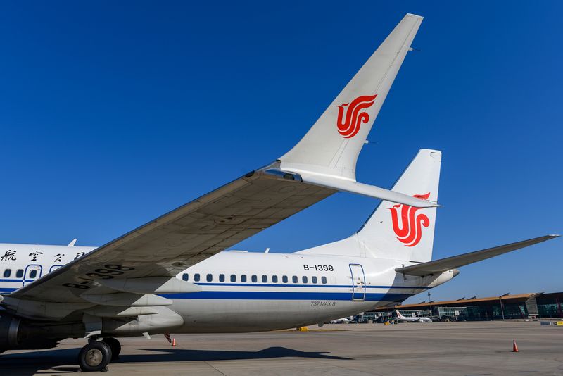 &copy; Reuters. FILE PHOTO: A Boeing 737 MAX 8 aircraft of Air China sits on the tarmac at an airport in Beijing, China March 11, 2019.  REUTERS/Stringer/File Photo