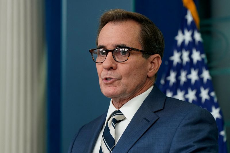 &copy; Reuters. O porta-voz de Segurança Nacional da Casa Branca, John Kirby, durante coletiva de imprensa na Casa Branca, em Washington, EUAn25/07/2024nREUTERS/Elizabeth Frantz