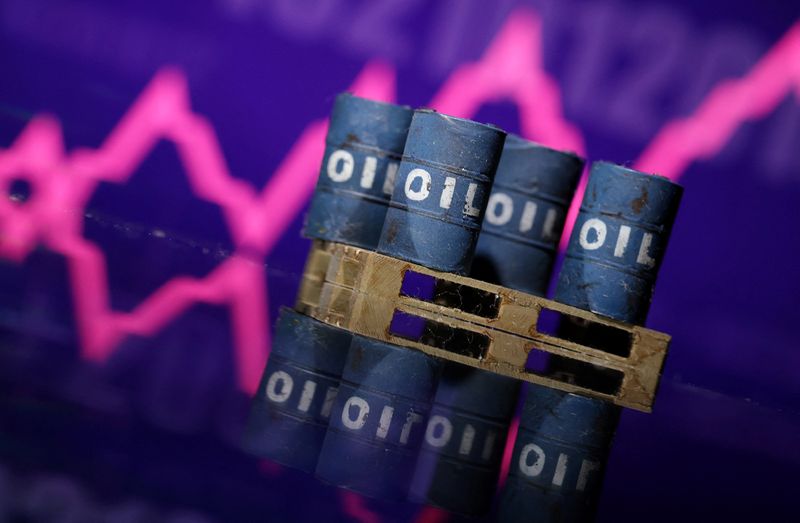 &copy; Reuters. Miniatures of oil barrels and a rising stock graph are seen in this illustration taken January 15, 2024. REUTERS/Dado Ruvic/Illustration/Files