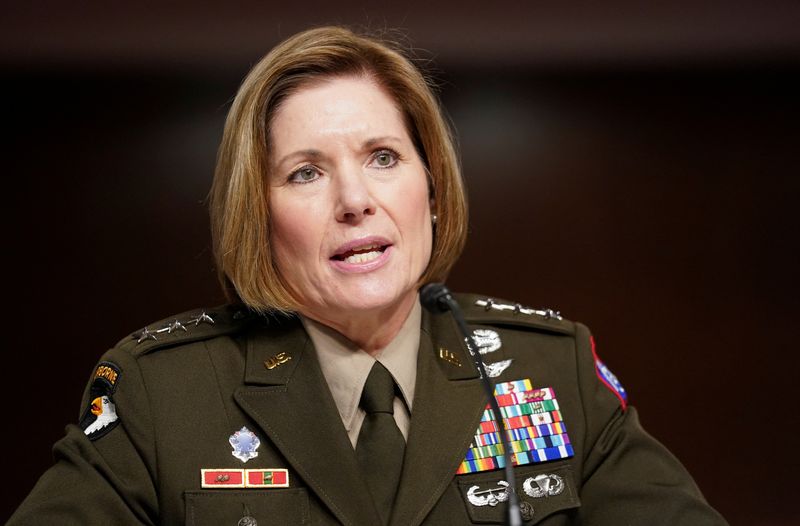 &copy; Reuters. FILE PHOTO: U.S. Army Lt. Gen. Laura Richardson testifies before the U.S. Senate Armed Services Committee on her nomination to become commander of the U.S. Southern Command, at the Capitol in Washington, U.S., August 3, 2021. REUTERS/Kevin Lamarque/File P