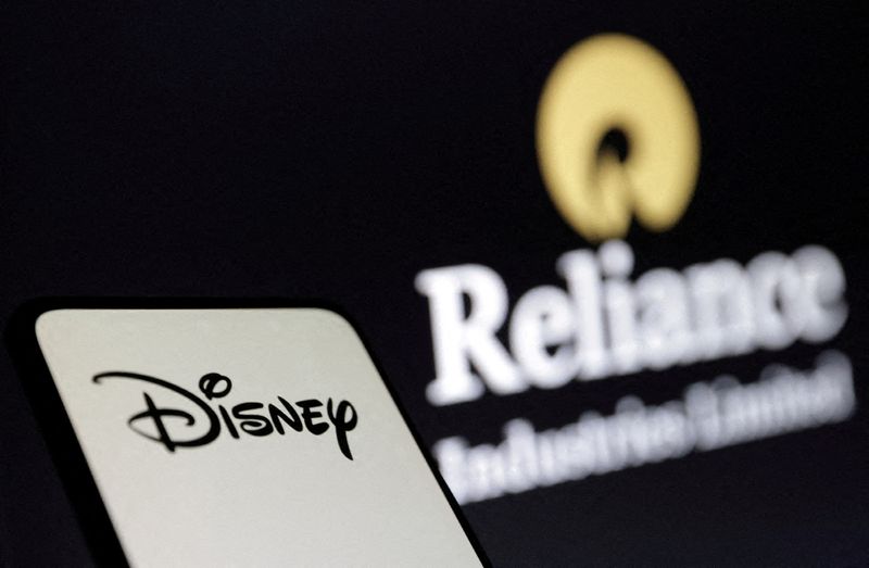 &copy; Reuters. FILE PHOTO: Disney and Reliance logos are seen in this illustration taken, August 13, 2024. REUTERS/Dado Ruvic/Illustration//File Photo