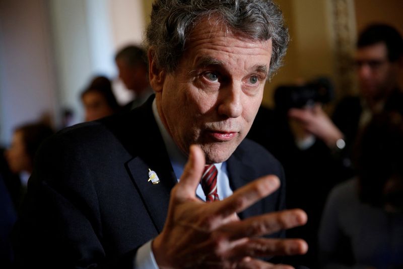 &copy; Reuters. Senator Sherrod Brown (D-OH) speaks during a media briefing on Capitol Hill in Washington, U.S., January 30, 2018. REUTERS/Joshua Roberts/File Photo