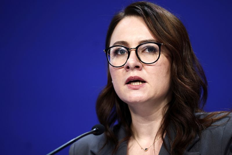 © Reuters. FILE PHOTO: Ukraine's Economy Minister and First Deputy Prime Minister Yulia Svyrydenko addresses 