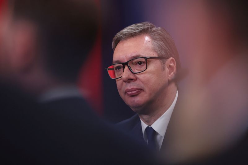 © Reuters. Serbian President Aleksandar Vucic attends a meeting with the Chinese president at the Palace of Serbia during the Chinese leader's two-day state visit in Belgrade, Serbia, May 8, 2024. REUTERS/Marko Djurica/File Photo