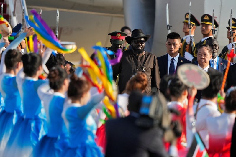 © Reuters. South Sudan President Salva Kiir, Beijing, Sunday, Sept. 1, 2024. Andy Wong/Pool via REUTERS