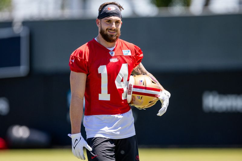 &copy; Reuters. May 10, 2024; Santa Clara, CA, USA; San Francisco 49ers wide receiver Ricky Pearsall (14) smiles during the 49ers rookie minicamp at LeviÕs Stadium in Santa Clara, CA. Mandatory Credit: Robert Kupbens-USA TODAY Sports/ File Photo