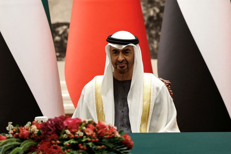 © Reuters. FILE PHOTO: United Arab Emirates President Sheikh Mohammed bin Zayed Al Nahyan attends a signing ceremony at the Great Hall of the People in Beijing, China May 30, 2024. REUTERS/Tingshu Wang/Pool/File Photo