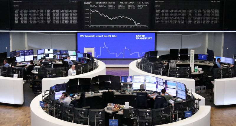 &copy; Reuters. The German share price index DAX graph is pictured at the stock exchange in Frankfurt, Germany, September 3, 2024.     REUTERS/Staff/File Photo