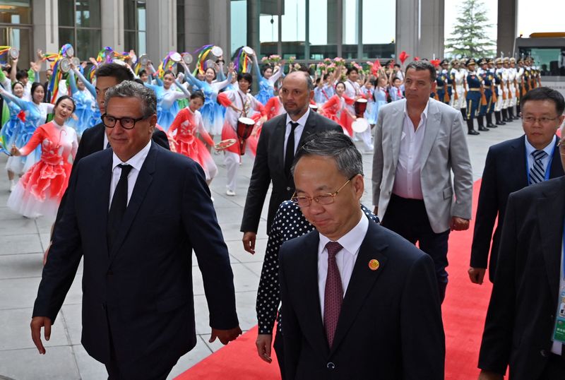 &copy; Reuters. Moroccan Prime Minister Aziz Akhannouch arrives at the Beijing Capital International airport ahead of the Forum on China-Africa Cooperation (FOCAC) summit in Beijing on September 4, 2024. ADEK BERRY/Pool via REUTERS