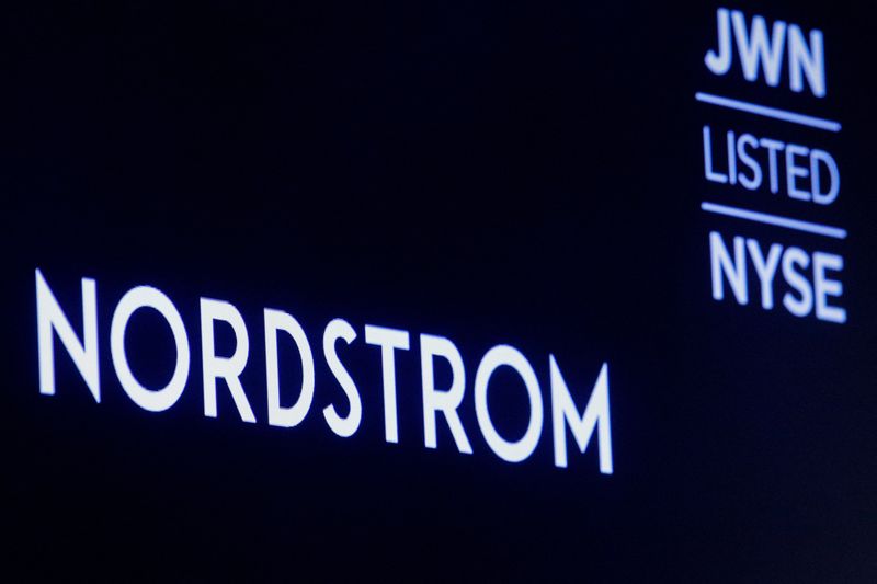 &copy; Reuters. FILE PHOTO: The company logo for Nordstrom Inc, is displayed on a screen at the New York Stock Exchange (NYSE) in New York, U.S., October 22, 2019. REUTERS/Brendan McDermid/File Photo