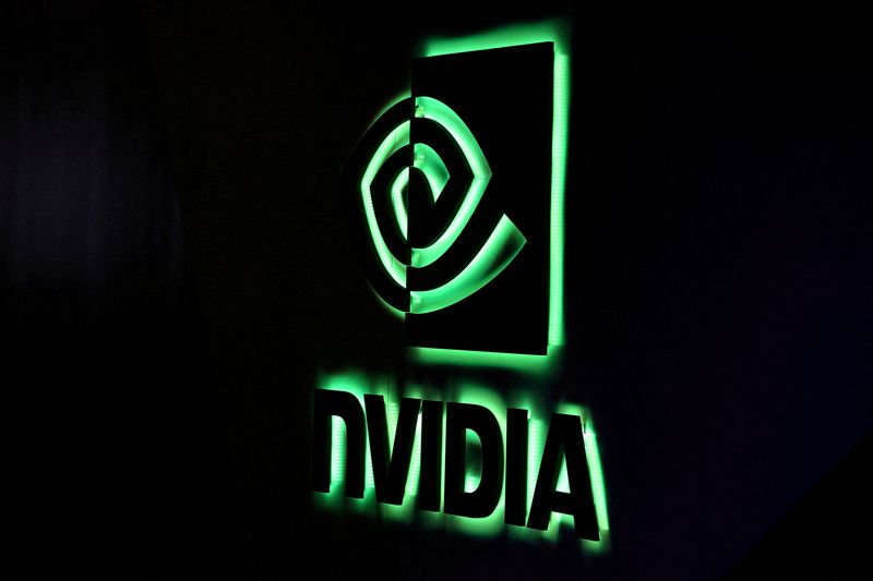 © Reuters. FILE PHOTO: An NVIDIA logo is shown at SIGGRAPH 2017 in Los Angeles, California, U.S. July 31, 2017.  REUTERS/Mike Blake//File Photo