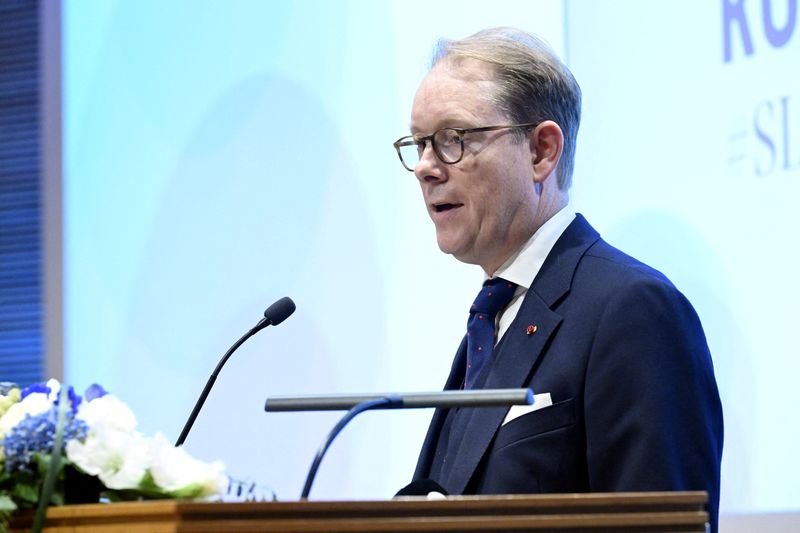 © Reuters. FIEL PHOTO: Swedish Foreign Minister Tobias Billstrom attends the Annual Meeting of Heads of Finland's missions abroad and foreign policy leaders in Helsinki, Finland, August 28, 2024. Lehtikuva/Heikki Saukkomaa via REUTERS/File Photo