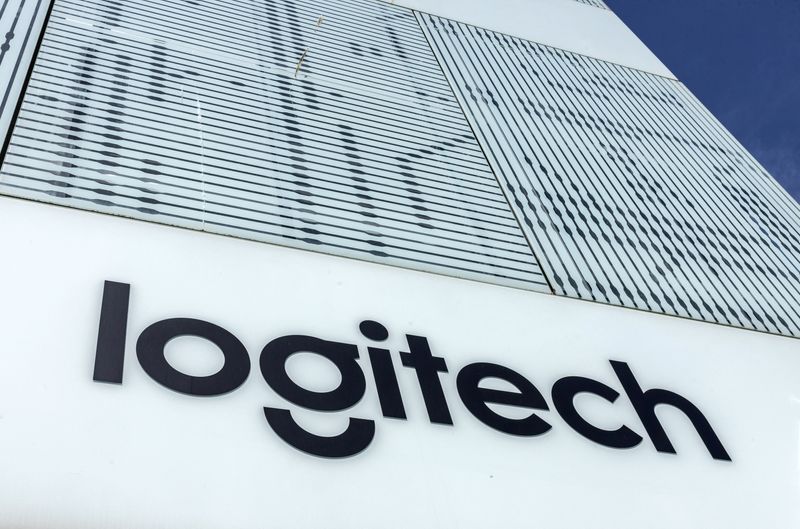 &copy; Reuters. FILE PHOTO: A view of the Logitech logo on a building at the EPFL Innovation Park in Ecublens near Lausanne, Switzerland, April 30, 2024. REUTERS/Denis Balibouse/File Photo