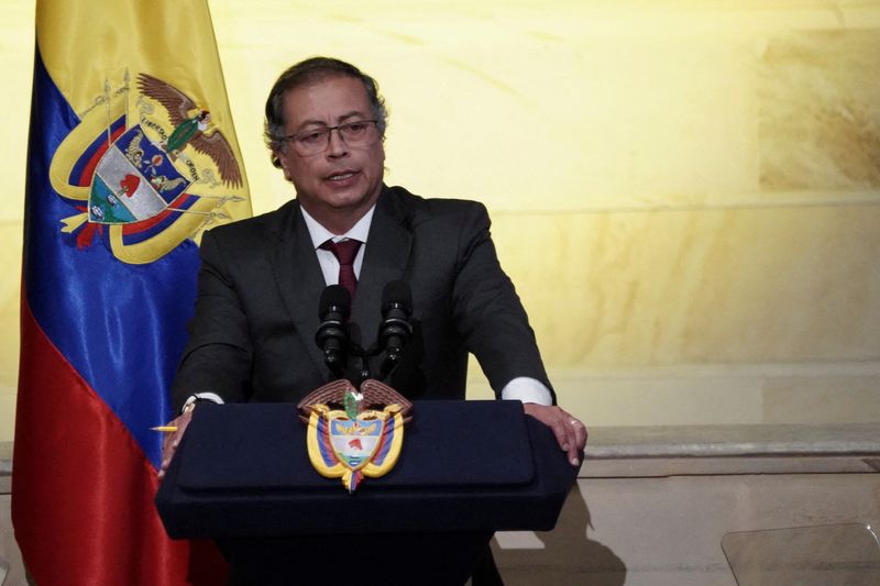 © Reuters. FILE PHOTO: Colombian President Gustavo Petro speaks as Colombia's congress opens its new session, in Bogota, Colombia July 20, 2024. REUTERS/Nathalia Angarita/File Photo