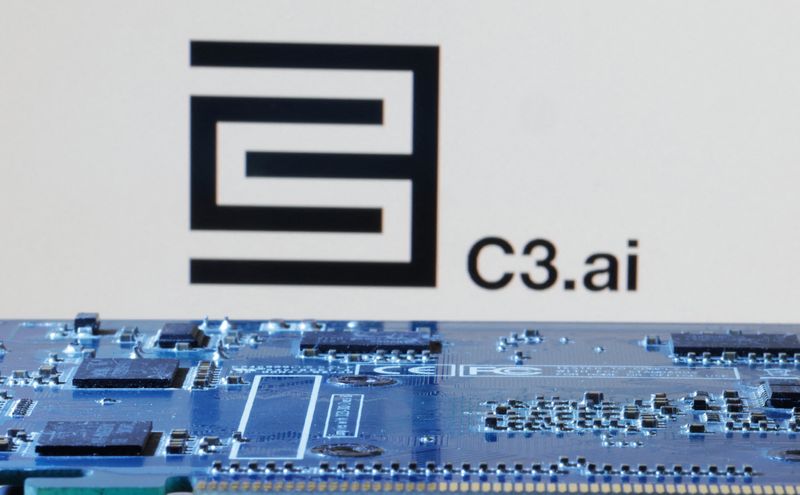 © Reuters. C3.ai logo is seen near computer motherboard in this illustration taken January 8, 2024. REUTERS/Dado Ruvic/Illustration