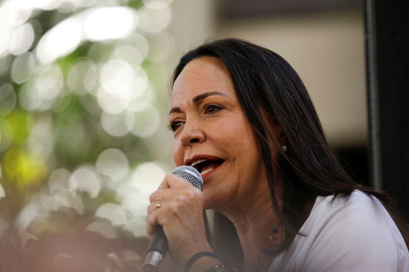 &copy; Reuters. Líder da oposição venezuelana,  María Corina Machado fala a apoiadores em Caracas, Venezuelan23/01/2024nREUTERS/Leonardo Fernández Viloria