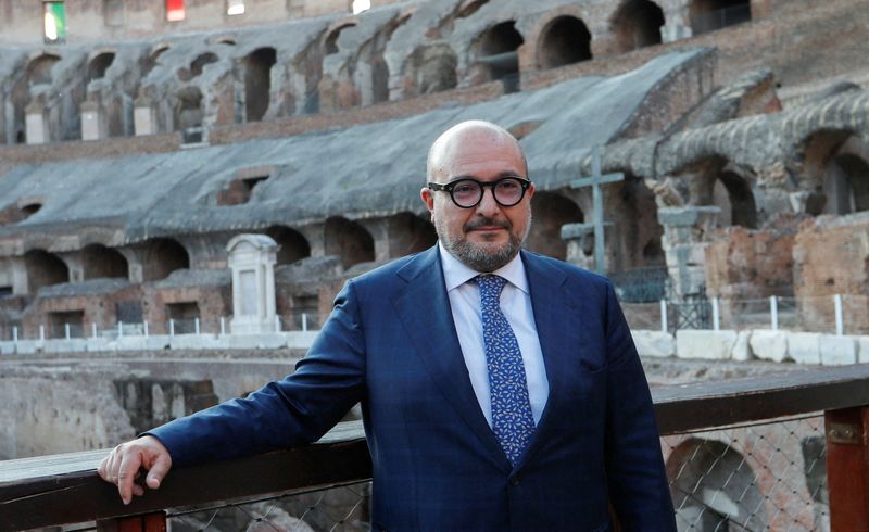 © Reuters. FILE PHOTO: Italian Minister of Culture Gennaro Sangiuliano poses for photographers at the end of an event inside the Colosseum, Rome, Italy May 30, 2023. REUTERS/Remo Casilli/File Photo