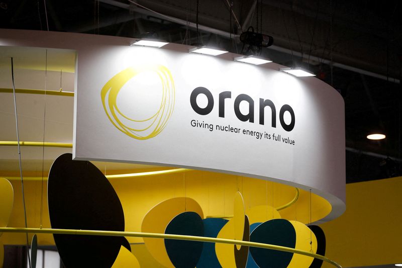 © Reuters. FILE PHOTO: The Orano logo is pictured at the World Nuclear Exhibition (WNE), the trade fair event for the global nuclear community in Villepinte, near Paris, France December 1, 2021. REUTERS/Benoit Tessier/File Photo