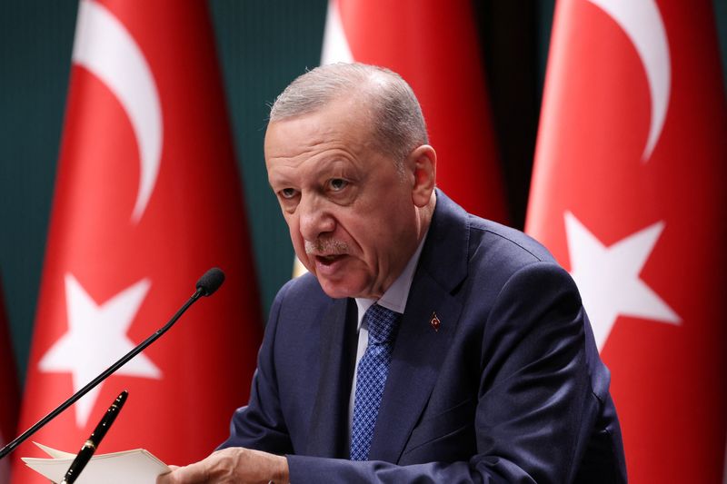 © Reuters. FILE PHOTO: Turkish President Tayyip Erdogan speaks after a signing ceremony in Ankara, Turkey September 4, 2024. REUTERS/Murad Sezer/File Photo