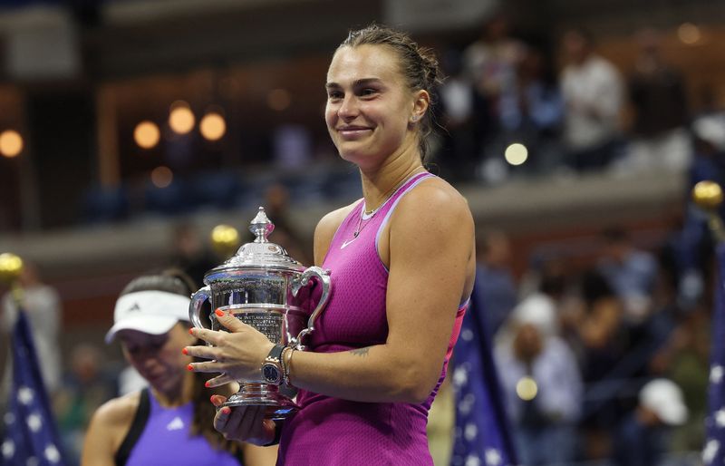 © Reuters. Aryna Sabalenka, U.S. Open, Flushing Meadows, New York, September 7, 2024. REUTERS/Mike Segar