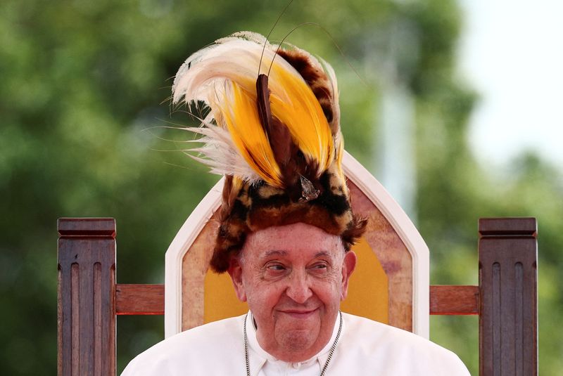 © Reuters. Pope Francis, Vanimo, Papua New Guinea, September 8, 2024. REUTERS/Guglielmo Mangiapane