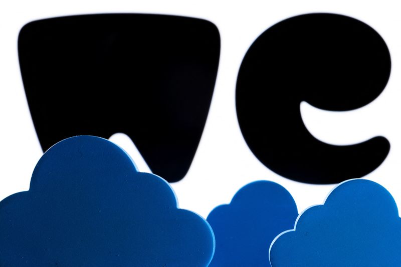 &copy; Reuters. Clouds are seen in front of the WeTransfer logo in this illustration taken February 27, 2022. REUTERS/Dado Ruvic/Illustration