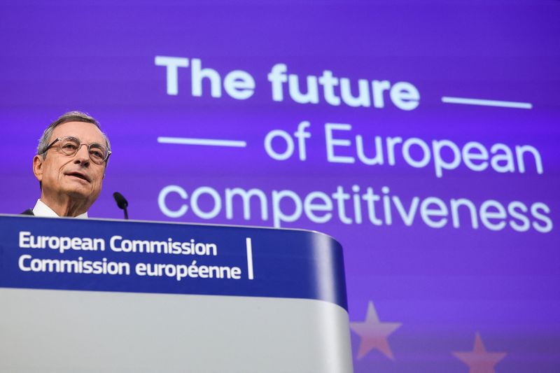 © Reuters. Former European Central Bank (ECB) chief Mario Draghi attends a press conference on his report on EU competitiveness and recommendations, in Brussels, Belgium September 9, 2024. REUTERS/Yves Herman