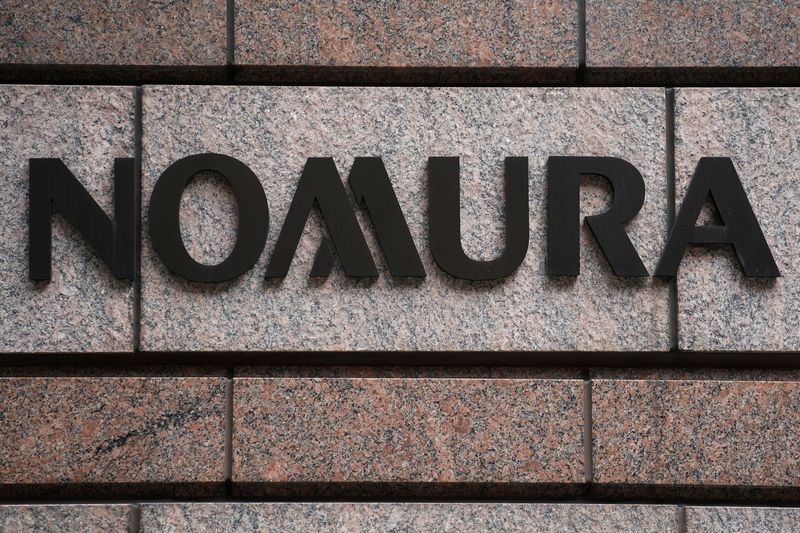 © Reuters. FILE PHOTO: A Nomura logo is pictured at their office in the Manhattan borough of New York City, New York, U.S. June 23, 2017.   REUTERS/Carlo Allegri/File Photo