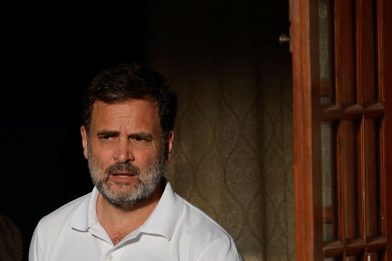 © Reuters. Rahul Gandhi, senior leader of India's main opposition Congress Party, looks on on the day of the Indian National Developmental Inclusive Alliance (INDIA) bloc's meeting in New Delhi, India, June 5, 2024. REUTERS/Adnan Abidi/ File Photo