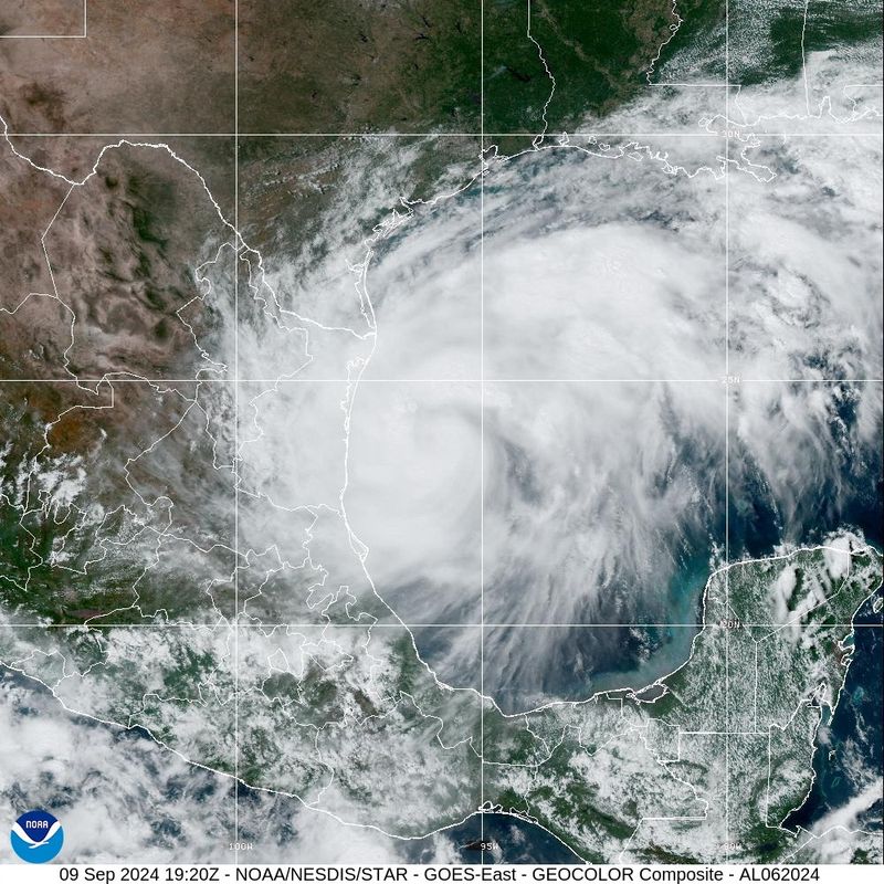 &copy; Reuters. Satellite image shows Tropical Storm Francine churning through the Gulf of Mexico September 9, 2024.    CIRA/NOAA/Handout via REUTERS 