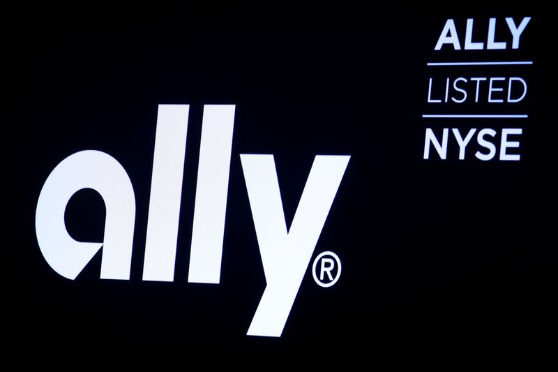 &copy; Reuters. The logo and trading information for Ally Financial Inc appear on a screen on the floor at the New York Stock Exchange (NYSE) in New York, U.S., April 24, 2019. REUTERS/Brendan McDermid/File photo