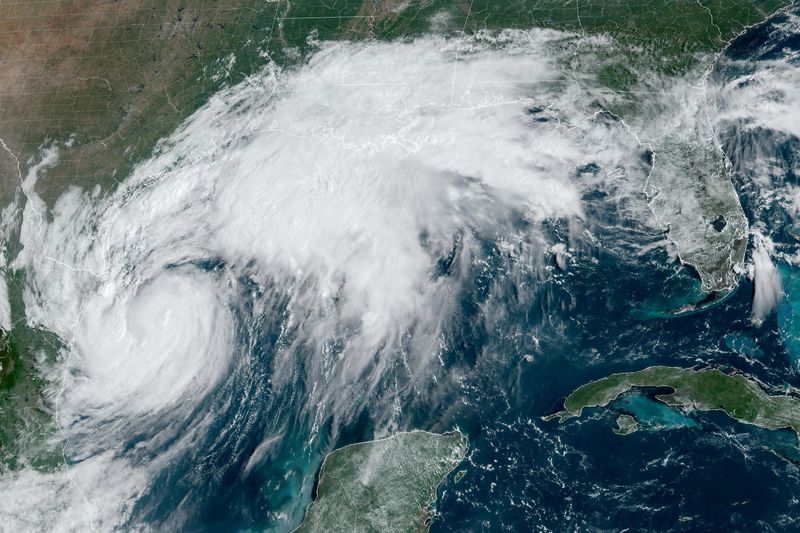 © Reuters. A composite satellite image shows Tropical Storm Francine intensifying and on track to become a hurricane before its expected landfall on the U.S. Gulf Coast, in the Gulf of Mexico September 10, 2024.    CIRA/NOAA/Handout via REUTERS 