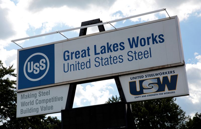 © Reuters. FILE PHOTO: A Great Lakes Works sign is seen at the U.S. Steel Great Lakes Works plant in Ecorse, Michigan, U.S., September 24, 2019. Picture taken September 24, 2019. REUTERS/Rebecca Cook/File Photo