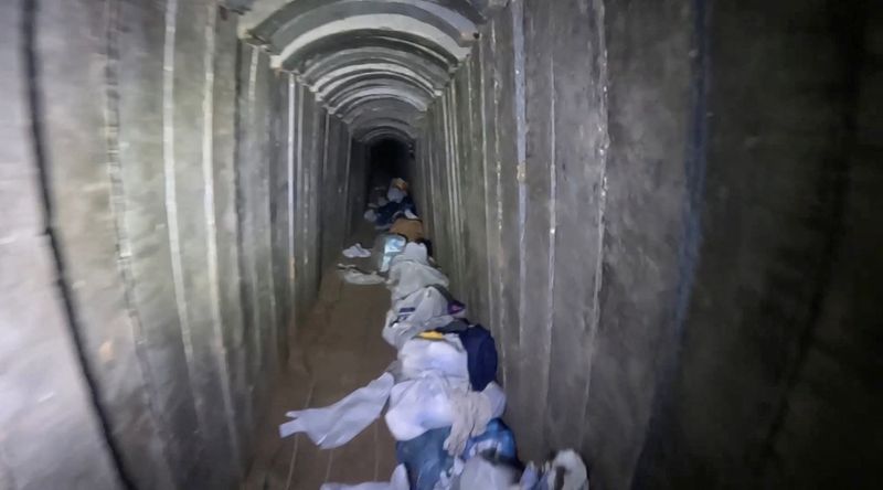 &copy; Reuters. A tunnel that is said to be where six Israeli hostages were found killed is seen in this still image taken from a handout video released on September 10, 2024. Israeli Army/Handout via REUTERS