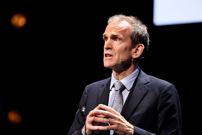 &copy; Reuters. FILE PHOTO: President of Global Affairs at Google Kent Walker speaks under the heading  "Defending Ukraine - View from Tech" during Copenhagen Democracy Summit in the Skuespilhuset in Copenhagen, Denmark, June 10, 2022. Ritzau Scanpix/Philip Davali via RE